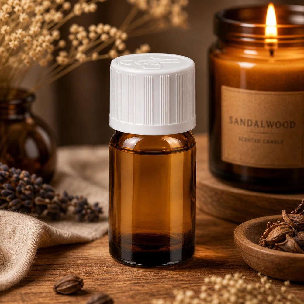 Hoogwaardig 5ml glazen flesje in amberkleur met witte dop voor professionele aromatherapie