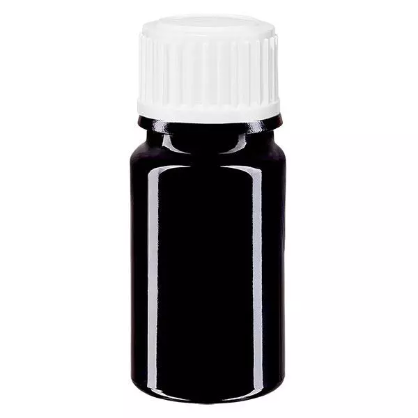 Violetglas fles 5ml DIN 18 wit druppelsluiting 0.8mm St Violetglas fles 5ml DIN 18 wit druppelsluiting 0.8mm St