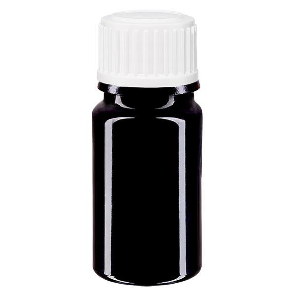 Violetglas fles 5ml DIN 18 wit druppelsluiting 0.8mm St Violetglas fles 5ml DIN 18 wit druppelsluiting 0.8mm St