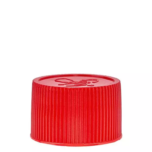 Schroefsluiting 25 mm rood PP met kinderslot Schroefsluiting 25 mm rood PP met kinderslot