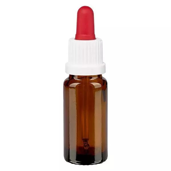 Pipetfles bruin 10ml, pipet wit/rood VR