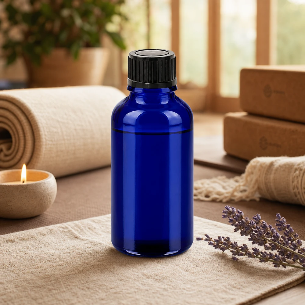 Handige 30ml apothekersfles van kobaltglas met lekvrije standaard schroefdraad