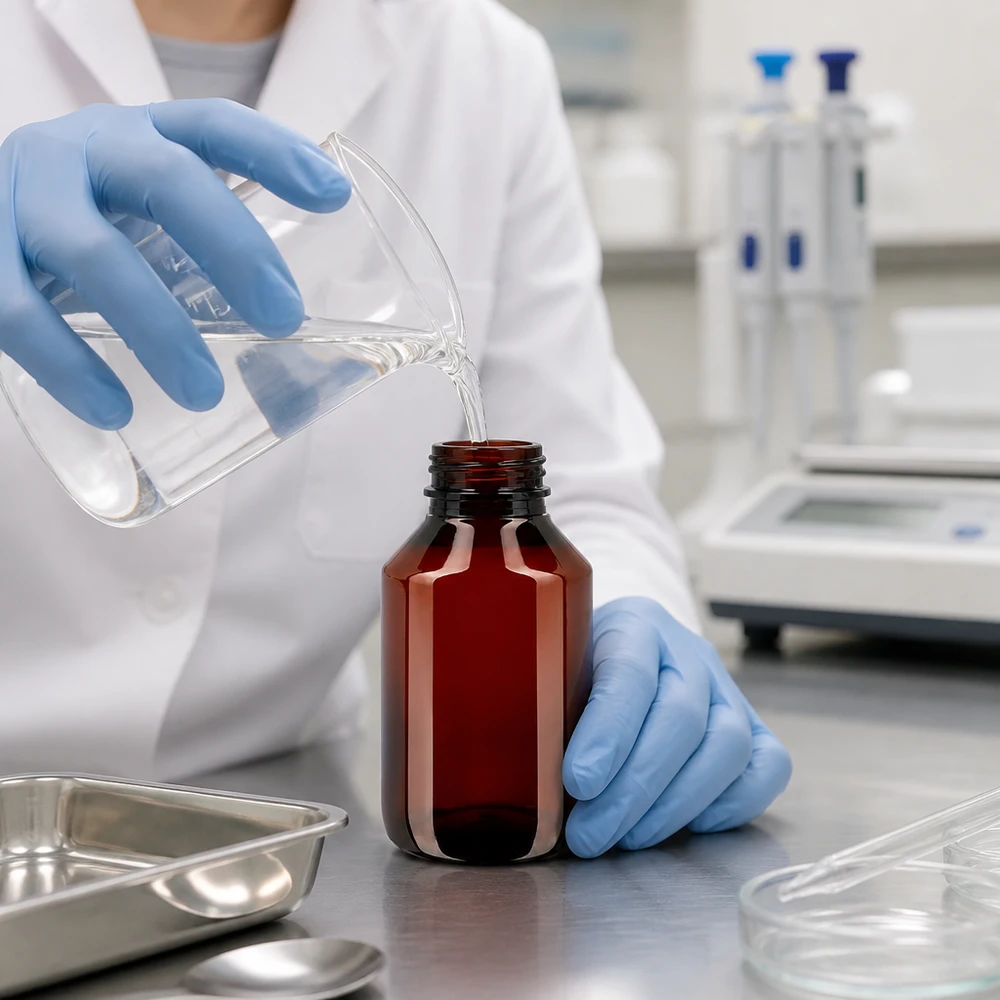 Breukbestendige PET-fles van 50 ml met ontgassingsdop (rood) voor veilige opslag van chemicaliën