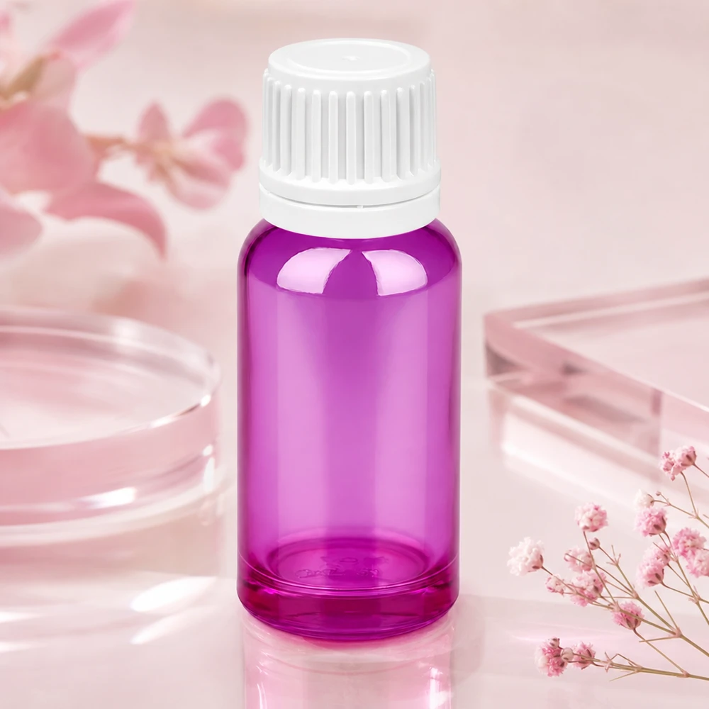 20ml fles 11mm witte originaliteit schroefdop PurpleLine UT18/20 Premium 20 ml violet glazen flesje met luchtdichte witte dop voor lange houdbaarheid