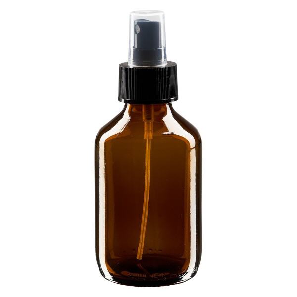 150ml Euro-medicijnfles bruin met verstuiver zwart incl. dop transparant 150ml Euro-medicijnfles bruin met verstuiver zwart incl. dop transparant