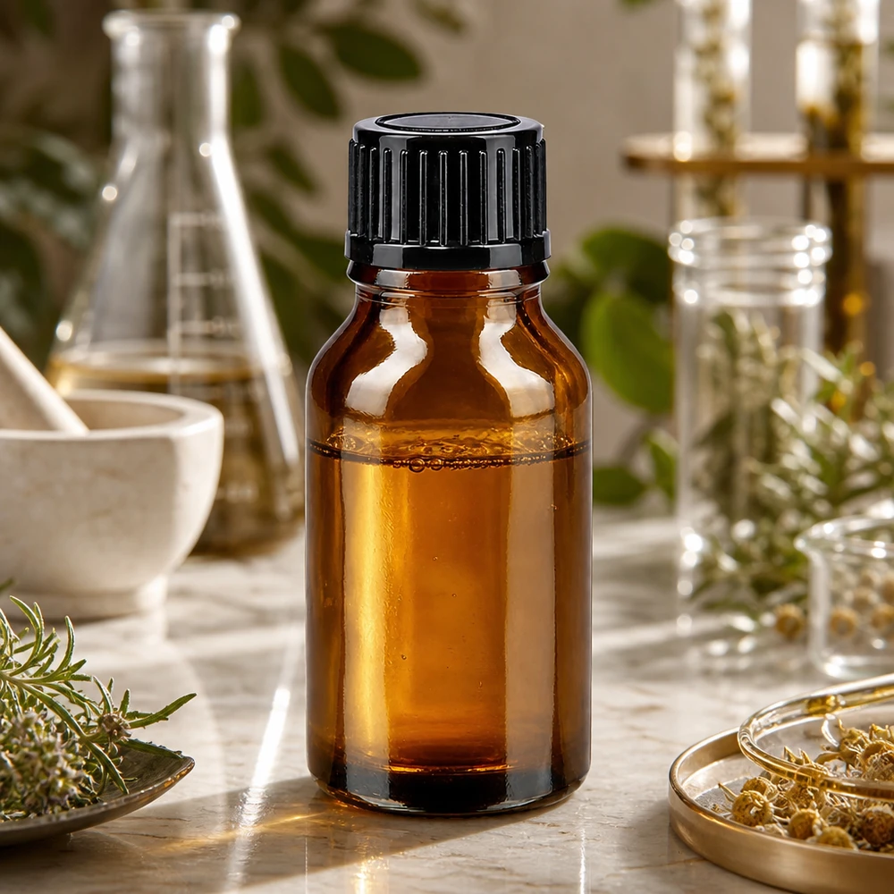 Bruine glazen fles 15ml met zwart druppelsluiting 1mm St Bruine farmaceutische glazen fles van 15 ml met zwarte druppeldop voor kruidenoliën