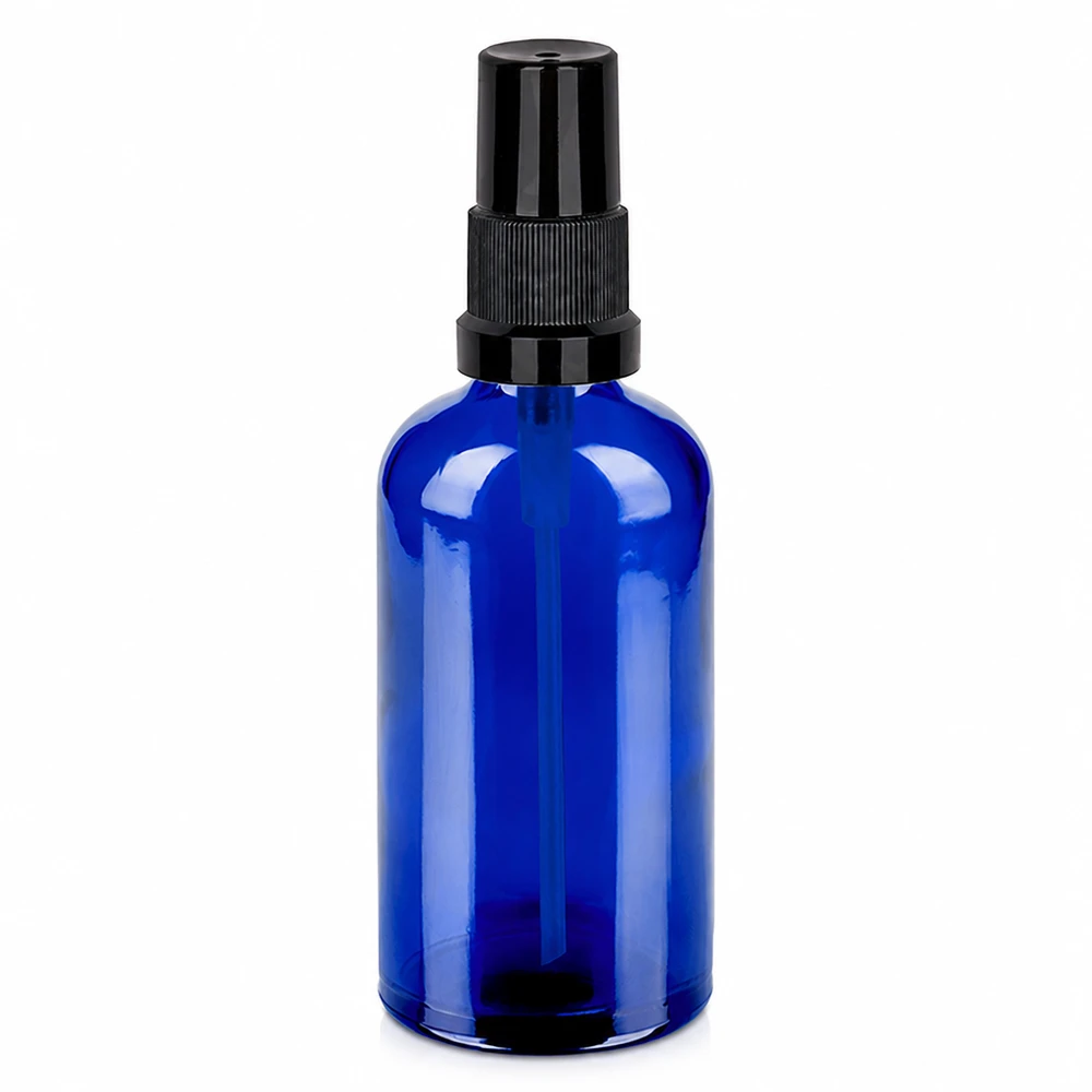 100ml spuitfles zwart STD BlueLine UT18/100 100ml spuitfles zwart STD BlueLine UT18/100 - blauw glas met zwarte spuitkop