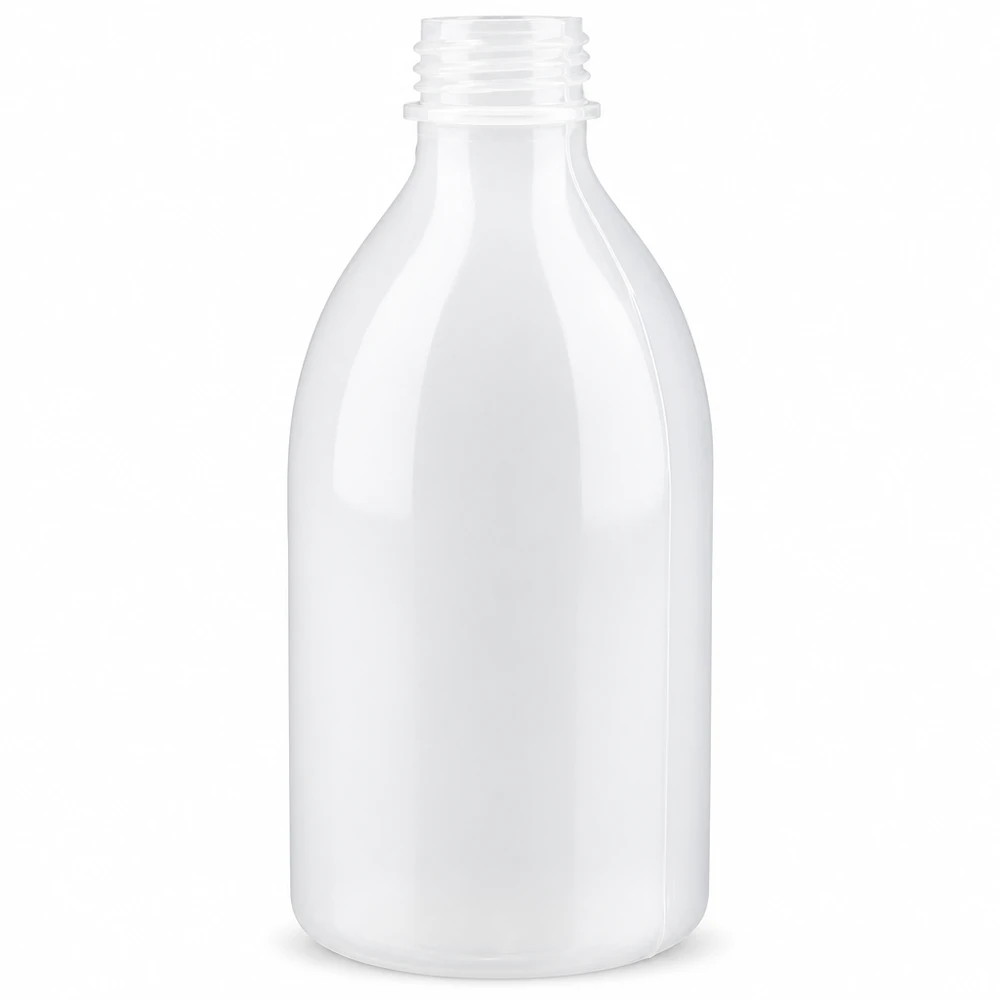 Nauwe hals laboratoriumfles 250ml zonder sluiting Compacte witte laboratoriumfles met smalle hals en een inhoud van 250 ml voor laboratorium- en industriële toepassingen