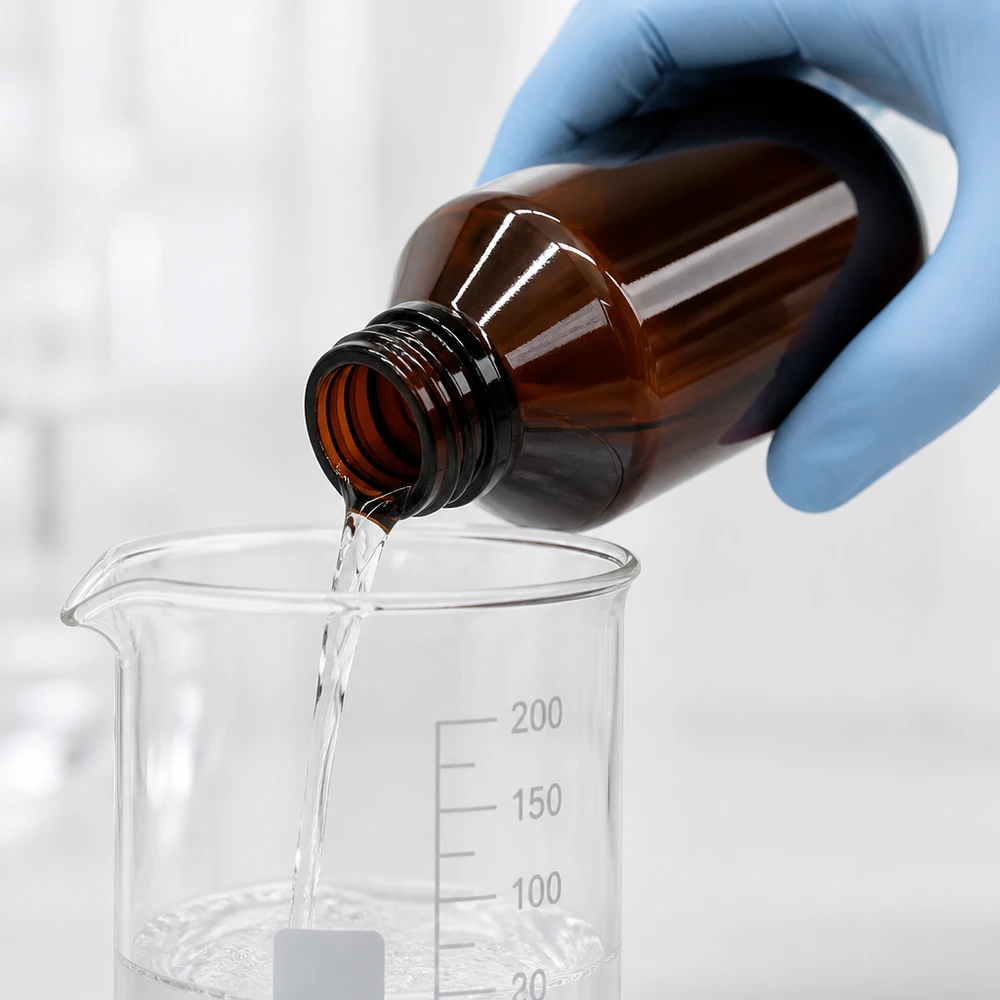 PET-fles van 200 ml met UV-bescherming voor lichtgevoelige waterige laboratoriumstoffen