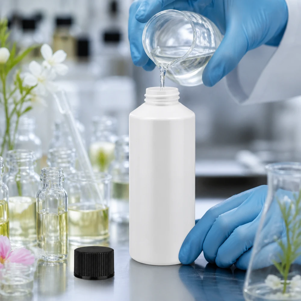 PET cilinderfles 100ml wit met schroefsluiting zwart Compacte witte kunststof fles van 100 ml met een schroefdop met brede rand, voor cosmetica en farmaceutische producten