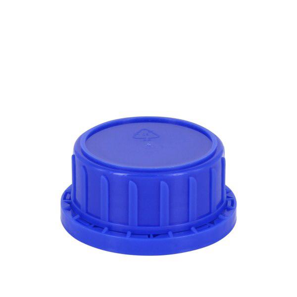 Schroefsluiting met garantiesluiting (OV) DIN 45 blauw met conische afdichting, passend op flessen met wijde hals 250 ml Schroefsluiting met garantiesluiting (OV) DIN 45 blauw met conische afdichting, passend op flessen met wijde hals 250 ml