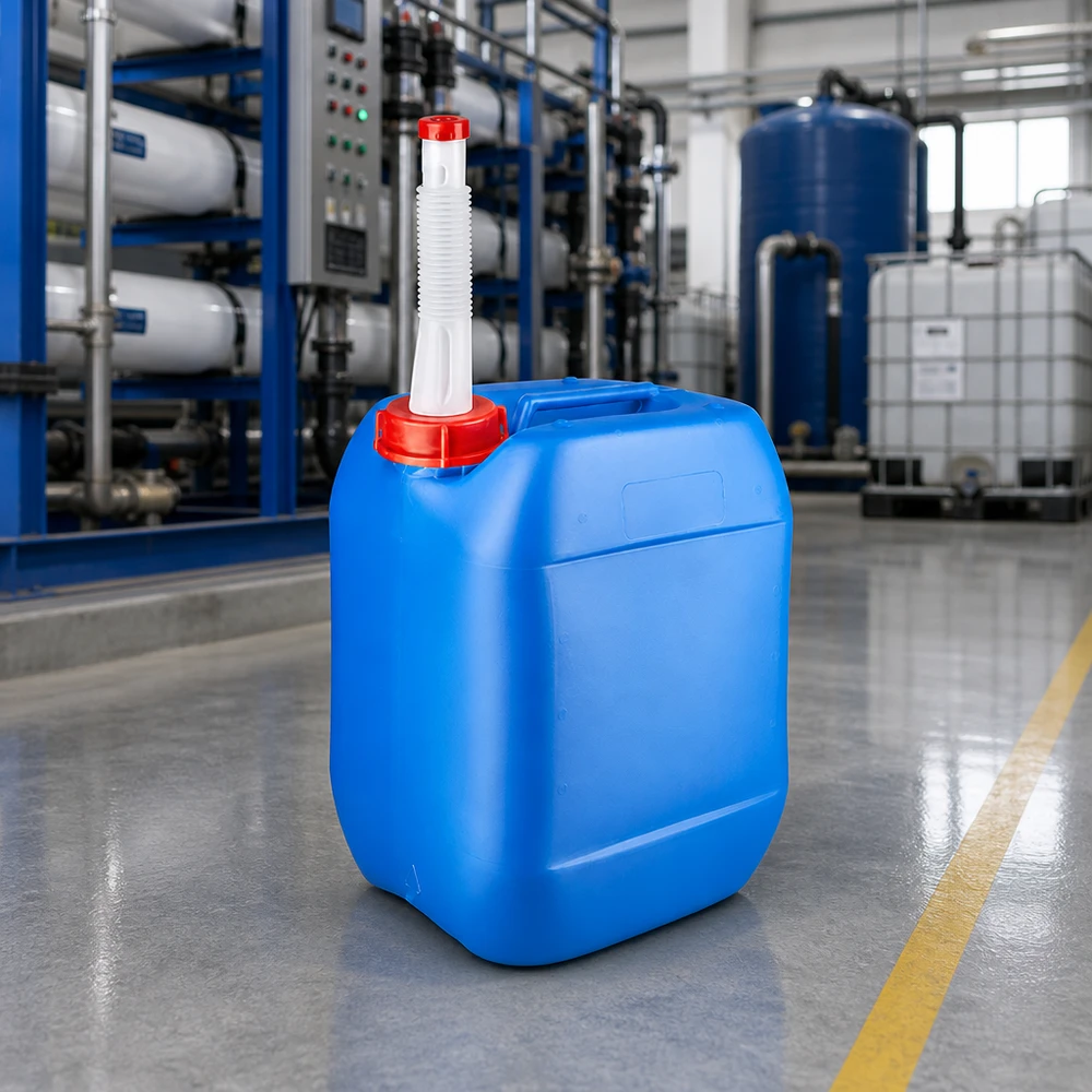 Canister 10 liter blauw met flexibele uitloop Handgreepjerrycan 10 l, blauw, met schroefbare uitloop voor veilige opslag van chemicaliën