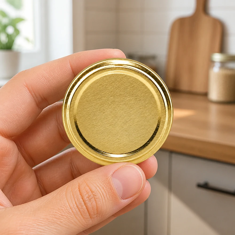 BasicSeal-deksel goud 63 mm TO63 concentrische ringen detailweergave