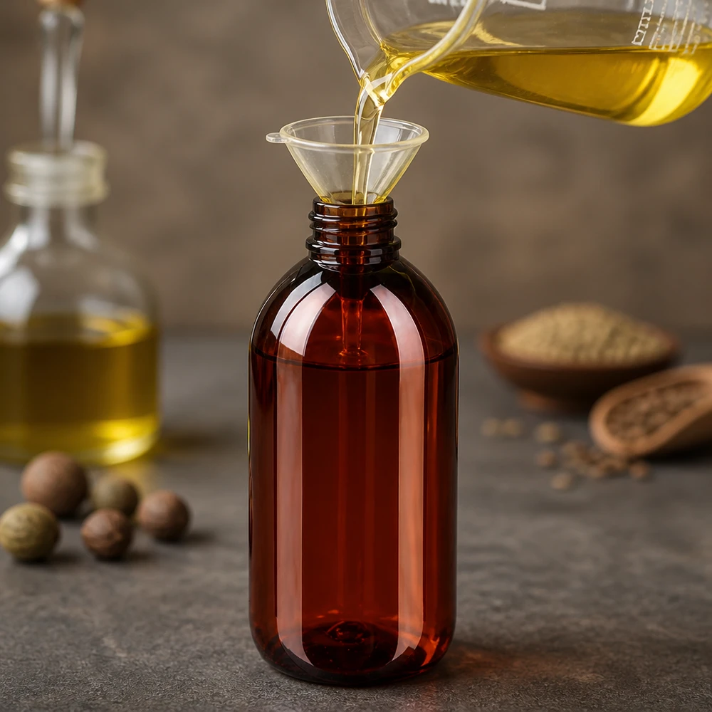 50 ml PET medicijnfles met verstuiver zwart GCMI 28/410 incl. dop transparant, standaard Stabile 250ml PET Rundflasche in Braun mit OV Verschluss für Naturöle und Pflegeprodukte