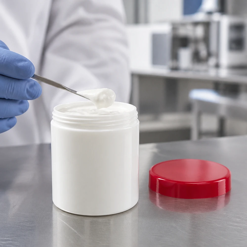 Medische pot van 10 g, wit kunststof met rode PP-deksel voor huidverzorgingsproducten