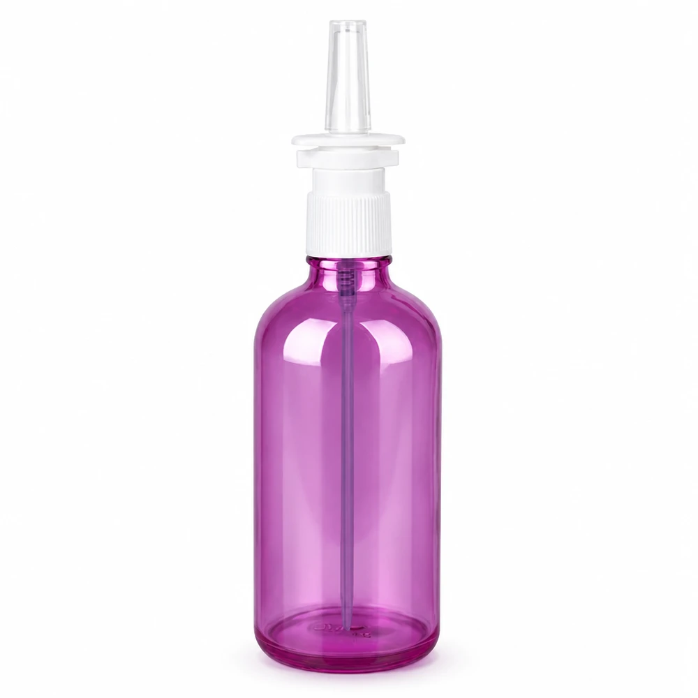 100ml neussprayhouder violet met witte sproeikop voor nauwkeurige dosering