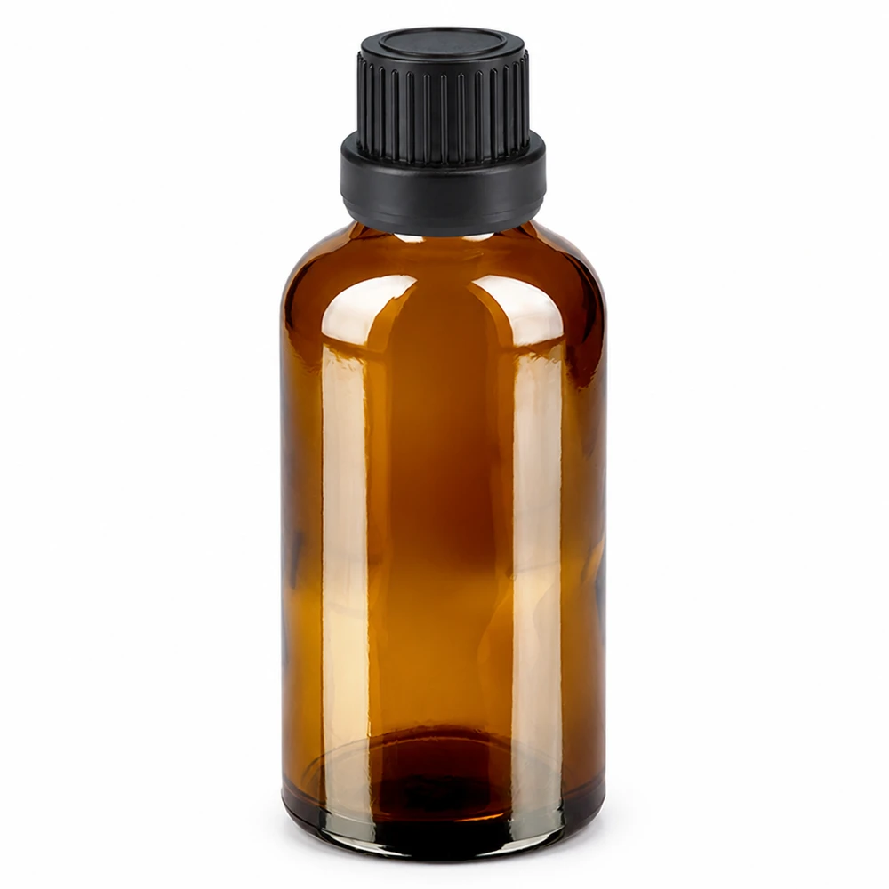 50ml druppelfles 2mm zwart OV BrownLine UT18/50 UV-beschermende glazen fles amber 50ml met druppeldop voor lichtgevoelige stoffen