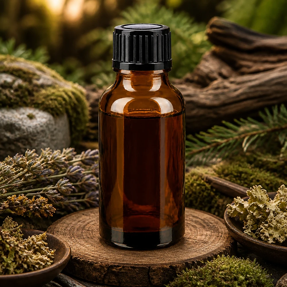 Kleine bruine fles van 20 ml van apothekersglas met een nauwkeurige druppelopening van 1 mm voor etherische oliën