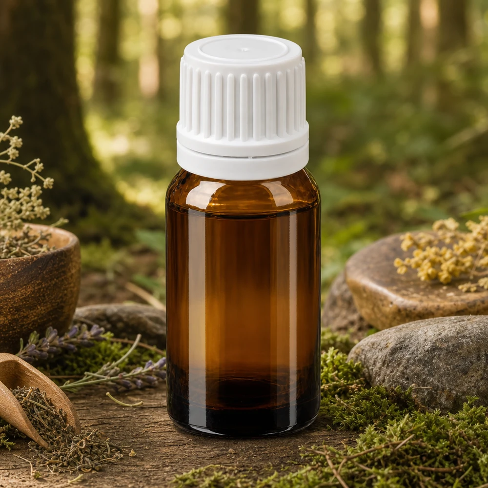 10ml flesje met 11mm opening gemaakt van amberkleurig glas voor het nauwkeurig doseren van essences