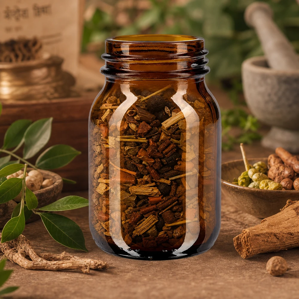 75ml amberkleurig glazen flesje met wijde hals en DIN 40 afwerking