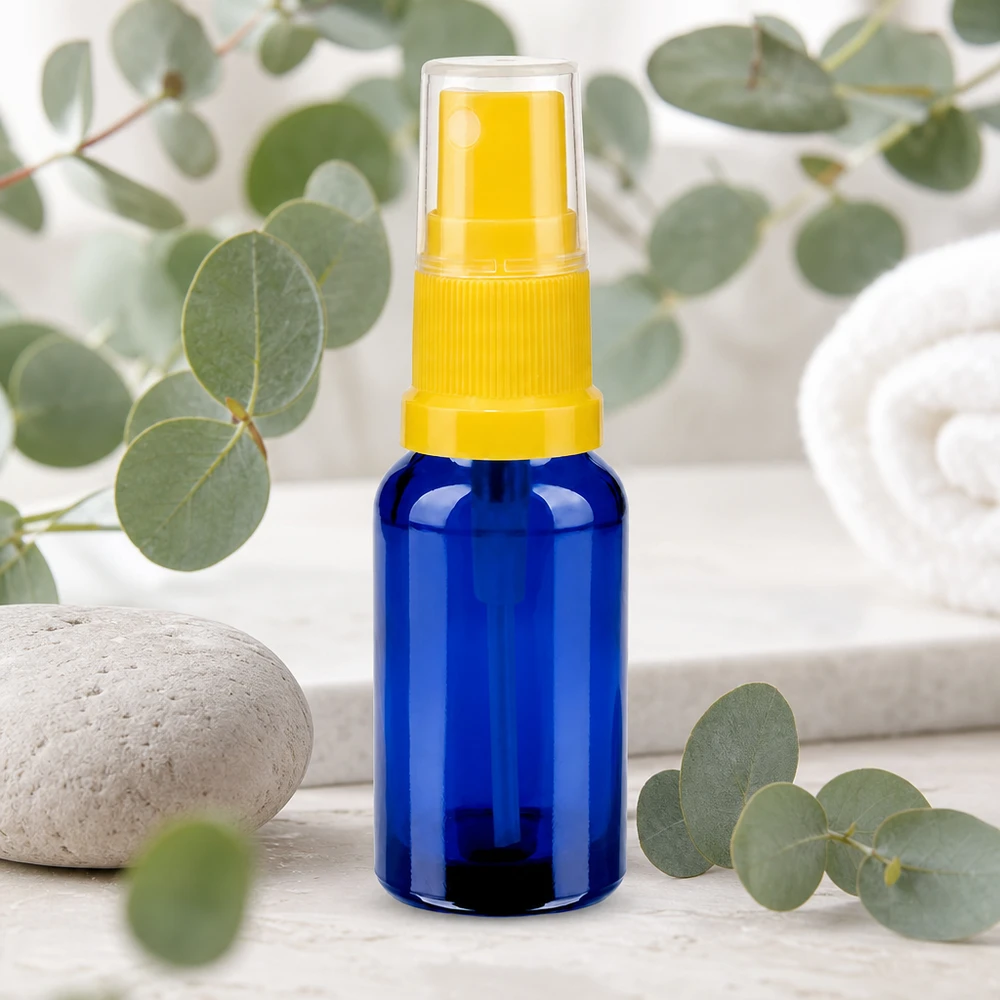 Hoogwaardige 20ml pompflacon met fijne verstuiver BlueLine UT18/20 geel transparant