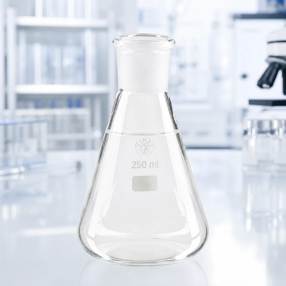 Erlenmeyer 250ml nauwe hals borosilicaat met slijpstuk 29/32