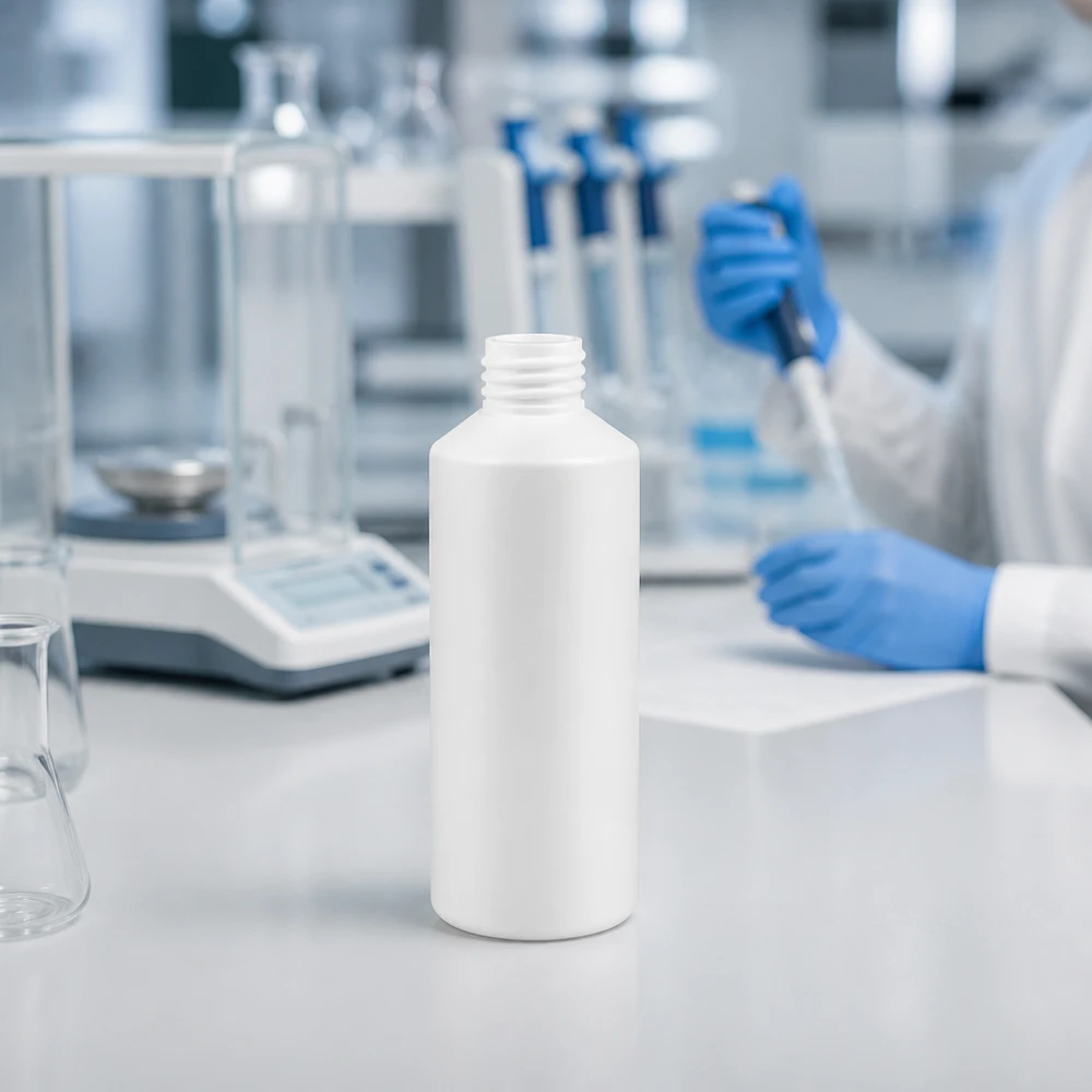 PET cilinderfles 100ml wit, S20x3, zonder sluiting Ondoorzichtige apothekersfles van HDPE-kunststof, 100 ml, met smalle schroefdop, wit