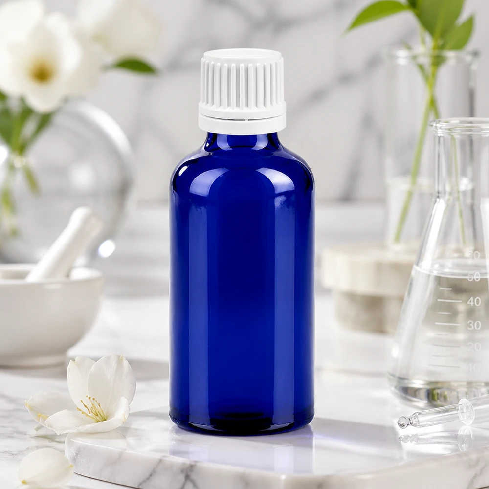 Professionele 50ml doseerfles blauw met 0,7mm druppelnauwkeurigheid voor laboratorium en praktijk