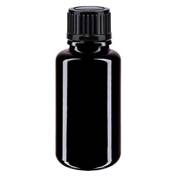 Apothekersfles viol. 20ml druppelaar v. 1mm zwart pc