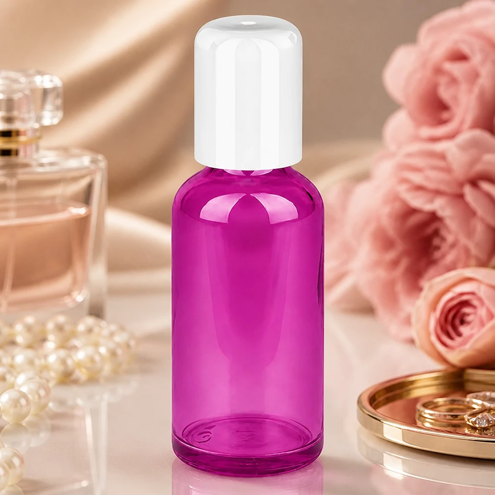 Flesje 50ml transparant violet met ergonomisch ontwerp voor op reis