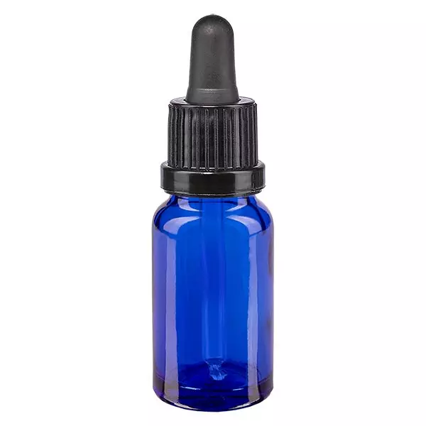Pipetfles blauw 10ml, pipet zwart/zwart VR
