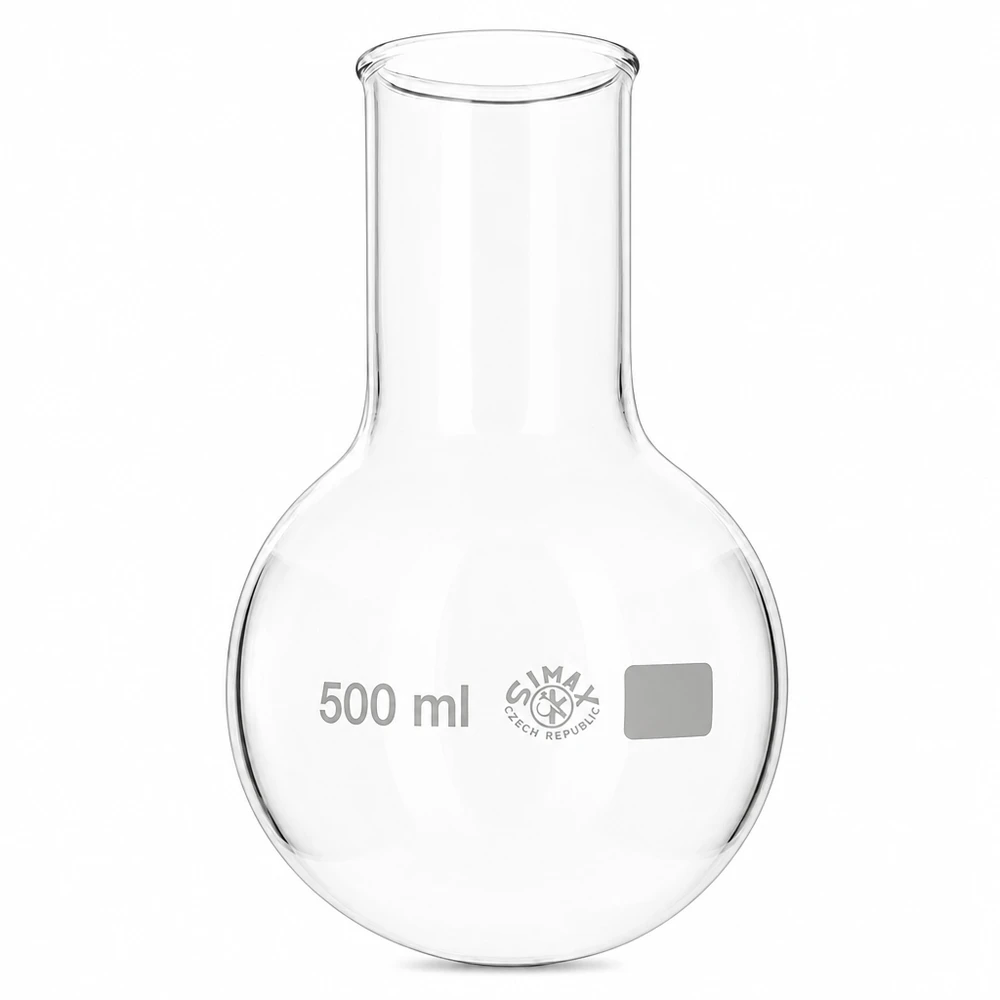 Rondbodemkolf, brede hals 500ml hittebestendig laboratoriumglaswerk voor verwarming en reacties