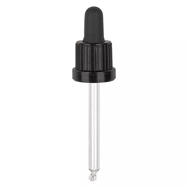 Glazen druppelpipet wit/wit 18 mm PL78 garantiesluiting (VR)