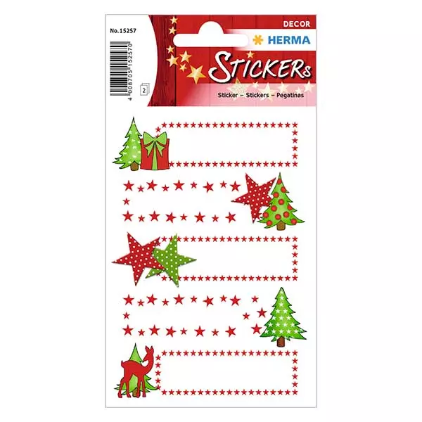 Stickers "Sterren & dennenboom" (10 stickers met glitter) Stickers "Sterren & dennenboom" (10 stickers met glitter)