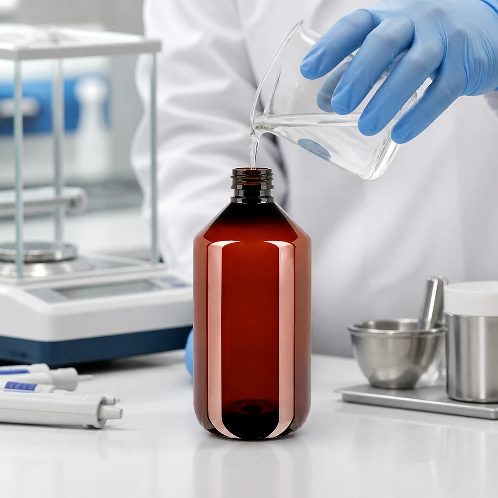 PET fles 500ml met bruine dop standaard 500ml PET Flasche in Bernsteinoptik schützt lichtempfindliche Flüssigkeiten im Laborbereich