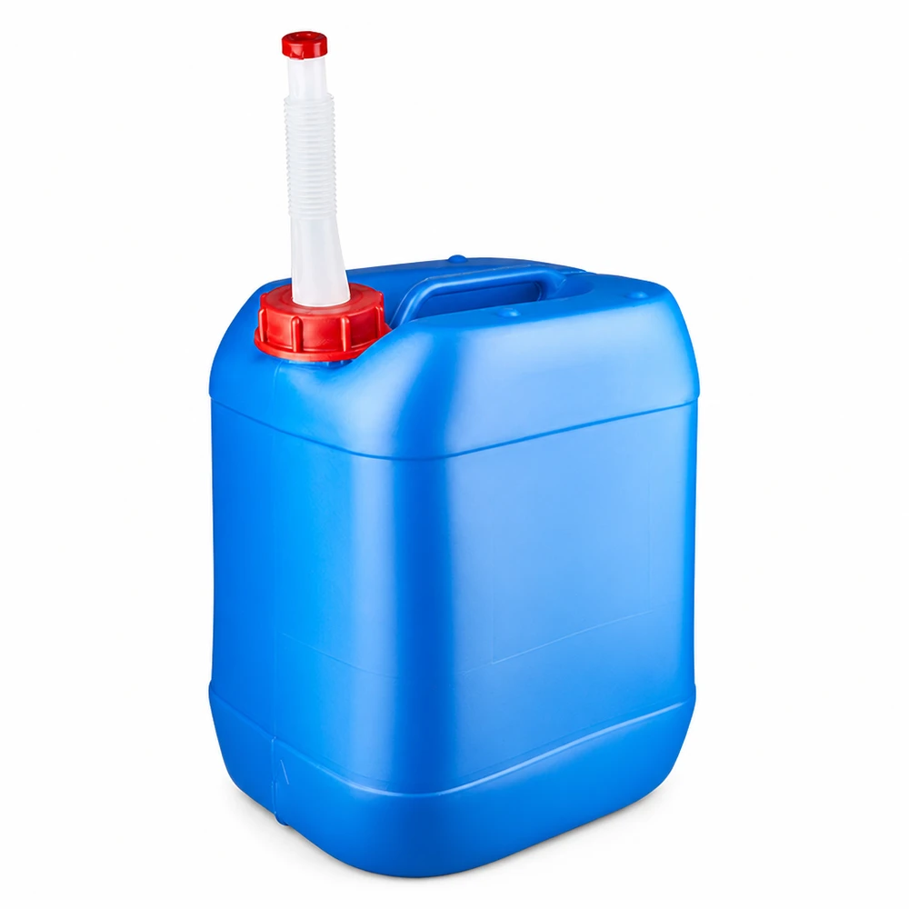 Blauwe brandstof- en waterjerrycan van 20 liter met buigzame uitloop