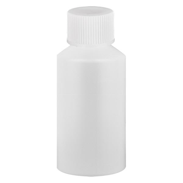 PET cilinderfles 50ml wit met schroefsluiting wit PET cilinderfles 50ml wit met schroefsluiting wit