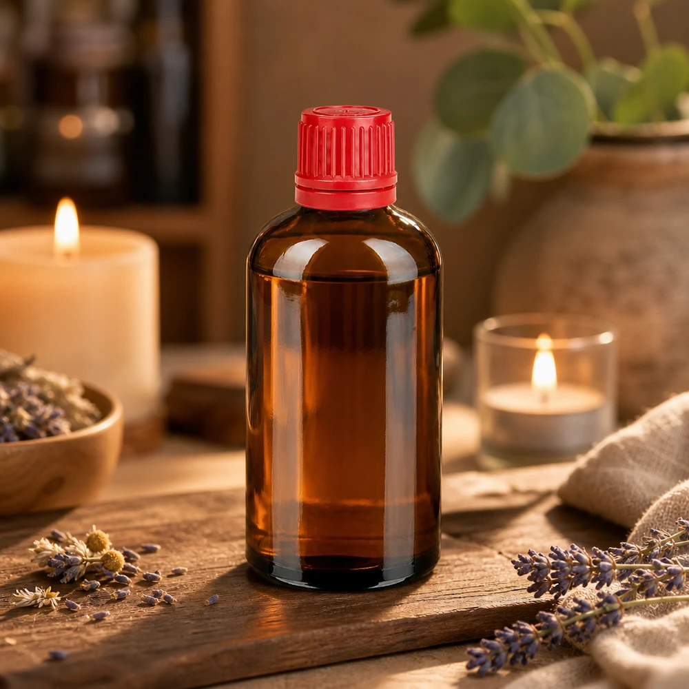 100ml amberkleurige glazen fles SV rood - ideale portiegrootte voor natuurlijke cosmetica en medicinale plantenextracten