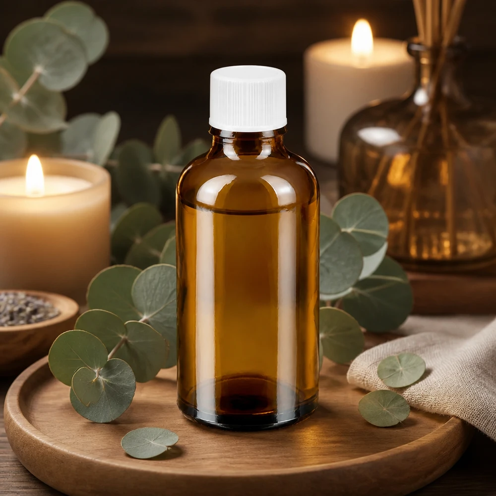 50ml flesje met 11mm standaard dop in amberkleurig glas van hoge kwaliteit voor aromatherapie