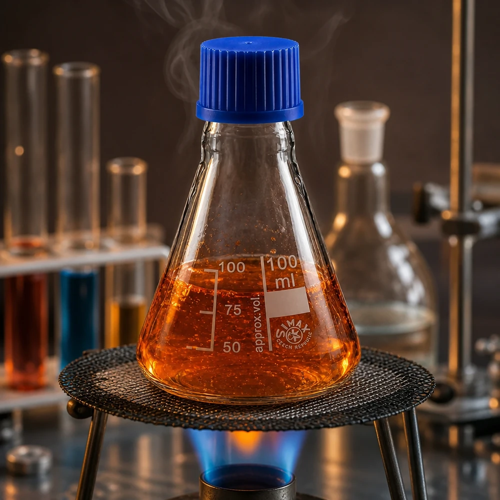 Erlenmeyer 100 ml met volumeschaal en stevige plastic schroefdop