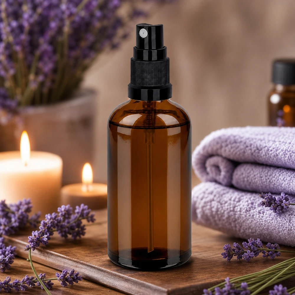 100ml Spuitfles zwart STD BrownLine UT18/100 100 ml amberkleurige glazen spuitfles met zwarte verstuiver, ideaal voor doe-het-zelf cosmetica en verzorgingsproducten