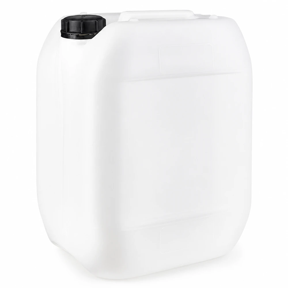 10l jerrycan, UN-toelating, met schroefsluiting Rechthoekige witte industriële jerrycan van 10 liter met originaliteitssluiting voor veilige opslag