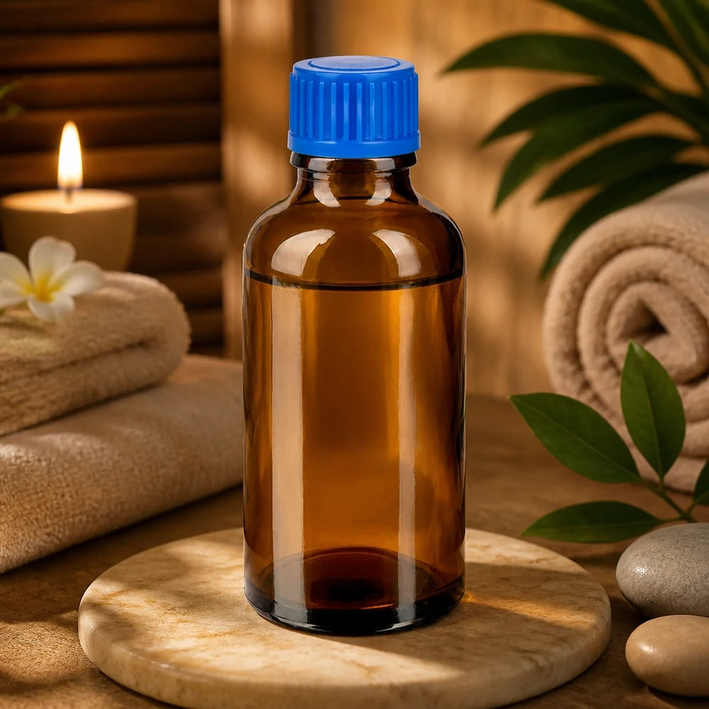 Handige amberkleurige glazen fles met wijde hals 50ml perfect voor doe-het-zelf natuurlijke cosmetica en oliën