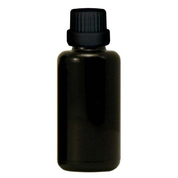 Apothekersflesje viol. 30ml schroefdop zwart Giet r. OV Apothekersflesje viol. 30ml schroefdop zwart Giet r. OV
