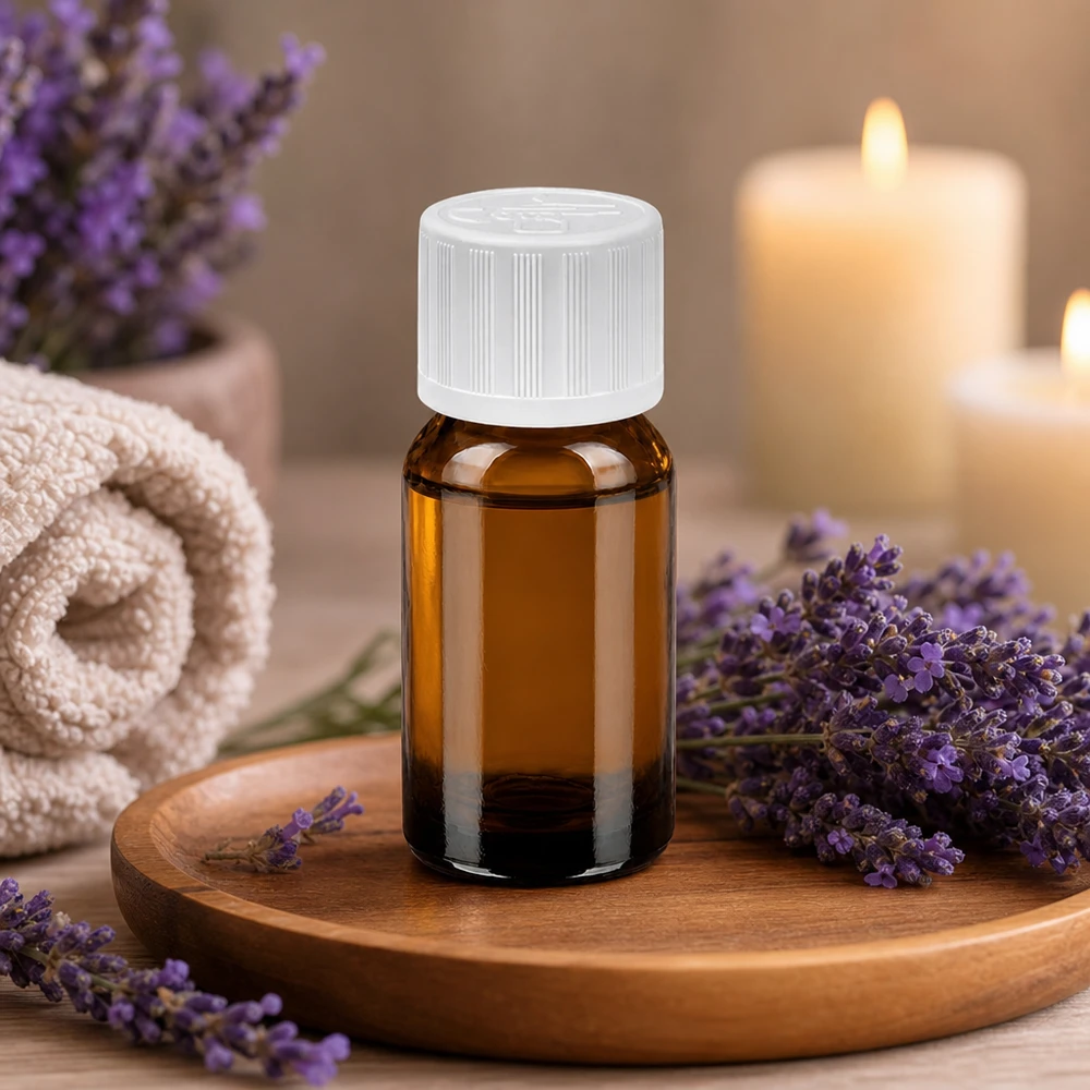 10ml fles 11mm SV w. STD KiSi BrownLine UT18/10 Amberkleurig glazen flesje van 10 ml met kindveilige dop voor veilige aromatherapie
