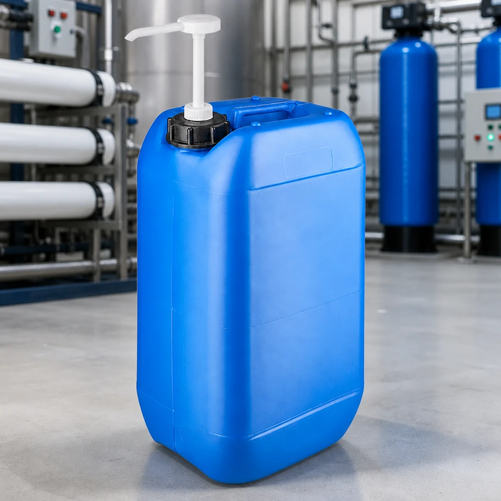 Canister 15 liter blauw met doseerpomp Voedselveilige blauwe vloeistofcontainer van 15 liter met pompdispenser voor nauwkeurige dosering