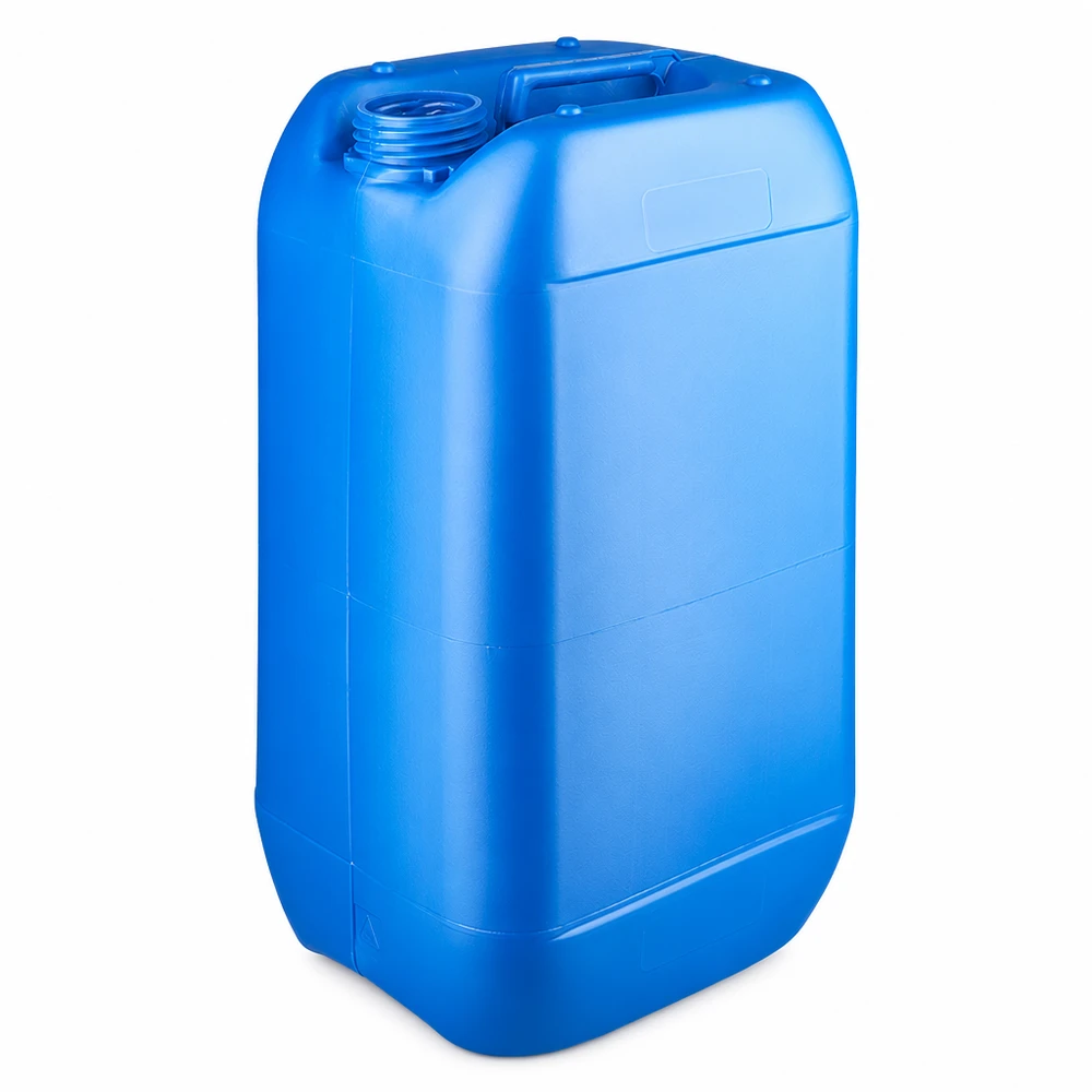Lege blauwe jerrycan van 15 liter zonder schroefdop en met handgreep