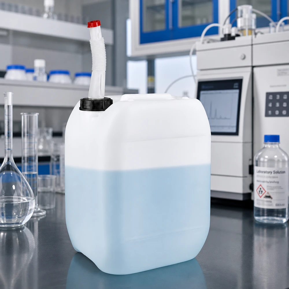 Voedselveilige jerrycan van 10 liter met flexibele uitloop voor het nauwkeurig doseren van vloeistoffen