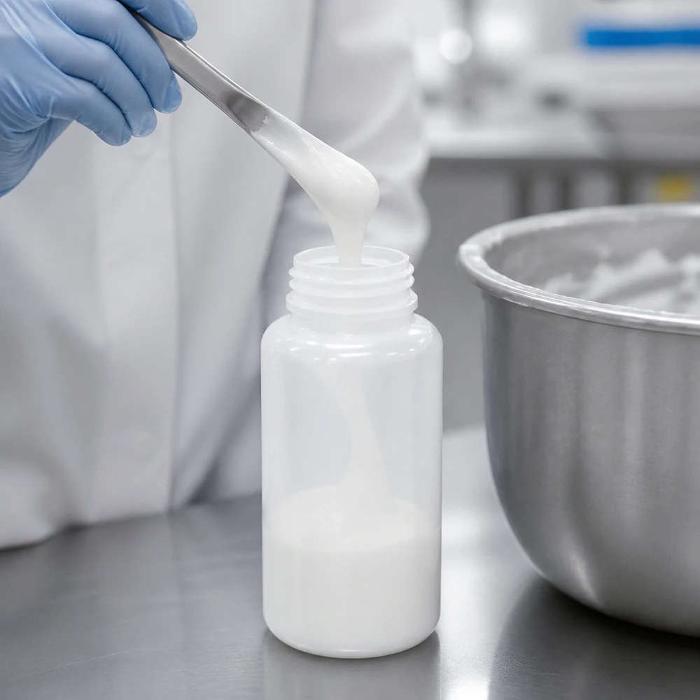 Stevige cilindrische laboratoriumfles van 1000 ml met brede hals, geschikt voor viskeuze stoffen en emulsies