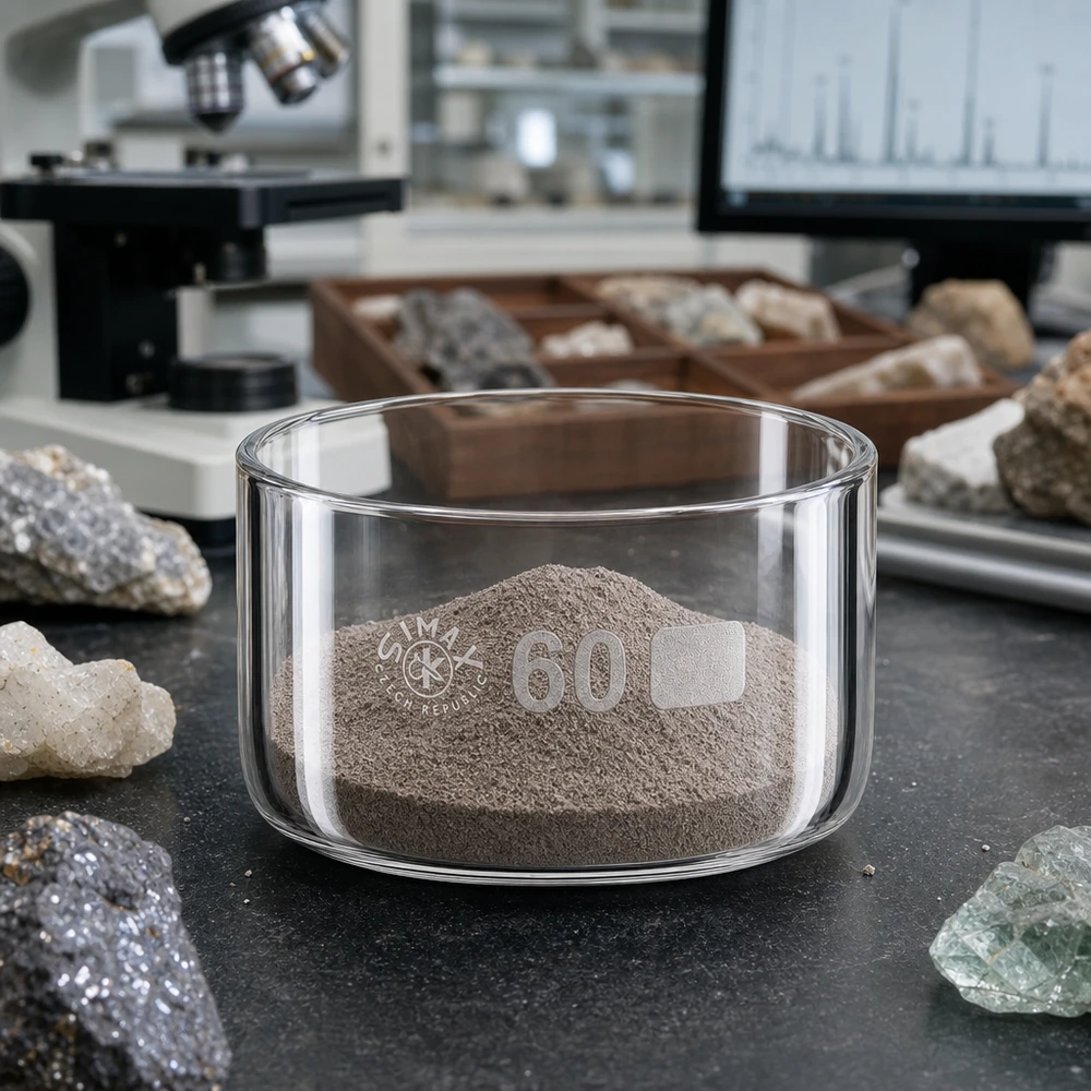 Kristalliseerschaal 60ml zonder schenktuit Lage kristallisatieschaal van 60 ml zonder tuit, met steenpoeder voor mineralogisch onderzoek